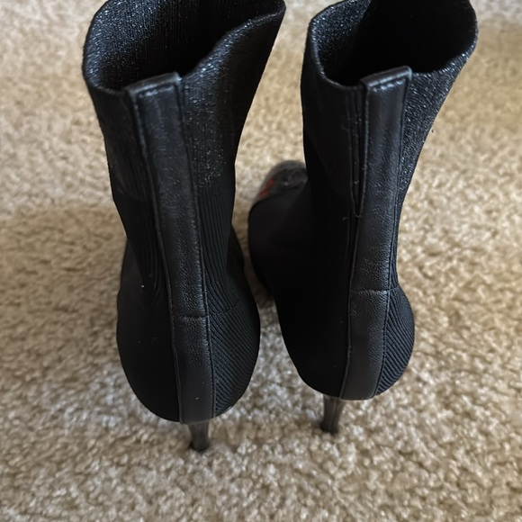 Chanel Black Knit Fabric and Patent Leather CC Cap Toe Ankle Booties - Picture 3 of 8